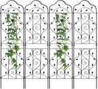 hogardeck 4 Packs 72 * 18 inch Metal Garden Trellis for Climbing Plants Outdoor,Heavy Duty,Black Coating Rustproof Trellis for Rose, Vegetable, Flowers, Expandable,Perfect for Training Climbing Plants