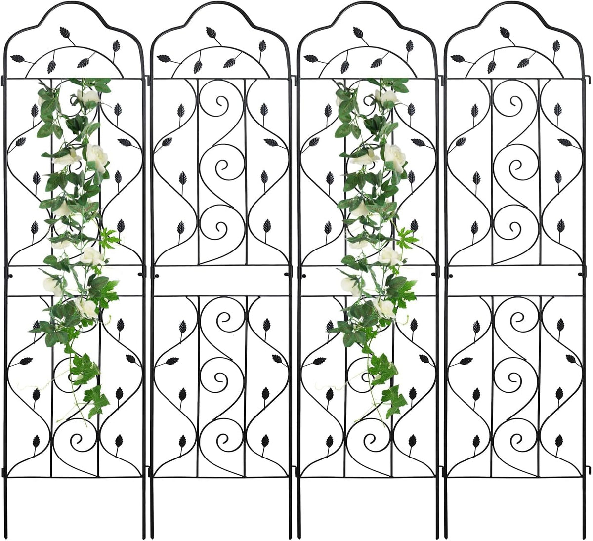 hogardeck 4 Packs 72 * 18 inch Metal Garden Trellis for Climbing Plants Outdoor,Heavy Duty,Black Coating Rustproof Trellis for Rose, Vegetable, Flowers, Expandable,Perfect for Training Climbing Plants