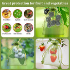 100Pcs Fruit Protection Bags, 4×6inch Fruit Netting Bags for Fruit Trees, Green Fruit Netting Cover Drawstring Mesh Bags Pest Barrier for Strawberry Blueberry Small Fruit