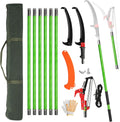 Outvita Manual Pole Saw, 26 Feet Extendable Tree Pruner with Knives and Storage Pocket, Sharp Steel Blade and Scissors High Branches Trimming for Pruning Palms and Shrubs
