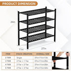 4 Tier Bamboo Shoe Rack Storage Organizer for Closet, Multifunctional Stackable Free Standing Shoe Shelf Organizer for Small Space,Entryway, Hallway, Bathroom27 x11 x26(Black, 4 Tier)