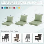 24x24 Inch Outdoor Chair Cushion with Removable Cover, Patio Furniture Cushion - Water-Repellent, Fade-Resistant, Non-Slip Bottom & Straps, Replacement for Deep Seat Sofa & Couch - Sage Green