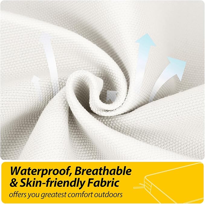 AAAAAcessories Outdoor Seat Cushions for Chairs, Waterproof, Fade-Resistant, 18" x 18" x 2", Patio Furniture Replacement Cushions, Set of 2, Creamy White