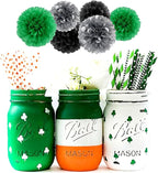 Black Green Silver Football Party-Decorations - 30pcs Soccer Graduation Streamers,Tissue Pom Poms,Tassel Garland Backdrop Men Boys Birthday Spring Sunmer Bunting Jungle theme Banner Lasting Surprise