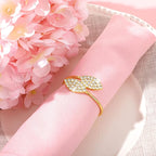 Hotop 500 Pcs Napkin Rings Gold Table Decorations, Elegant Bling Leaves Napkin Rings, Rhinestone Guest Towels Buckle for Wedding Gold Party, Thanksgiving Christmas Dinner Banquet Table Decoration