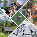 Heavy Duty Premium Garden Hose 125ft x 5/8", 300PSI Working, 1000PSI Burst, Hybrid Rubber Water Hose with Transparent Swivel Handle - Hot/Cold Water - Five Layered Braiding with Brass fittings (Grey)