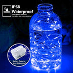 pozzolanas 24 Pack Blue Battery Operated String Lights - 7ft Waterproof Fairy Lights with 20 LEDs for Home, Mason Jar, Party, Wedding, Halloween, Christmas Decorations