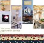 Memorial Day Table Runner, 4th of July American Patriotic Independence Day Stars Stripes Print Table Runne for Summer Holiday USA Home Decoration Party,13x60inch