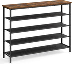 VASAGLE Shoe Rack, 5-Tier Shoe Storage Organizer for Entryway and Closet, Holds 20-24 Pairs of Shoes, 4 Fabric Shelves, Steel Frame, Industrial, Rustic Brown and Black ULBS136B01