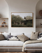 InSimSea Framed Wall Art for Living Room Three Rabbits with Vintage Wall Art Decor Animal Landscape Oil Painting Colorful Multicolor for Living Room Bedroom Office Wall Decor 24x36in