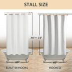 River Dream No Hook 60" Width Shower Curtain Microfiber - Soft Fabric Shower Stall Curtain Hotel Grade, Waterproof & Machine Washable, White, 60x74