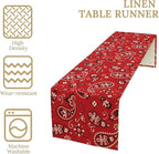Paisley Table Runner, Boho Vintage Western Red Paisley Flower Print Table Runner for Kitchen Dining Table Wedding Holiday Party Decor, 13x60inch