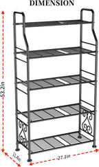 GIOTORENT Plant Stand Outdoor Indoor 5 Tier Metal Waterproof - 53.2" Plant Shelf for Patio, Balcony, Living Room, Large Capacity Tiered Plant Rack, Black