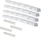 Beuta Landscape Edging | Garden Edging Border | No Dig Faux Stone Bricks & Spikes for Lawn Edging, Flower beds, Pathways & Yards – 4 Packs | Each Pack Has 6 Bricks 48" Lx 4" W x 2.25" H|Limewash
