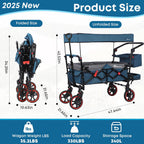 Collapsible Canopy Wagon,Large Capacity Trolley, Foldable Portable Cart with Canopy, Adjustable Push/Pull Handle, Shock-Absorbing Wheels, Suitable for Shopping,Traveling-G