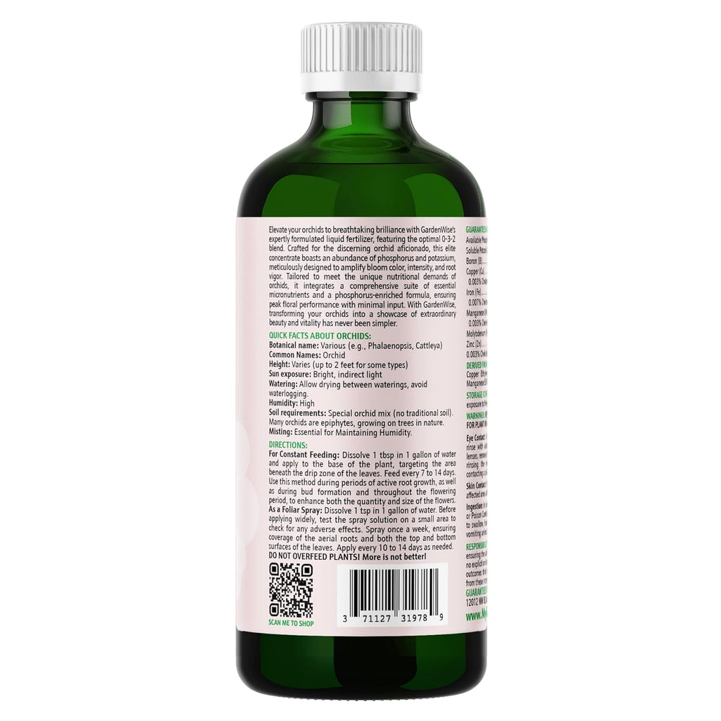 0-3-2 Giant Bloom: Orchid Bloom Enhancer - Orchid Bloom Booster Fertilizer - Orchid Food Concentrate - Chelated Nutrients for Healthy Flower & Reblooms (32 OZ), GW-05030-C-01