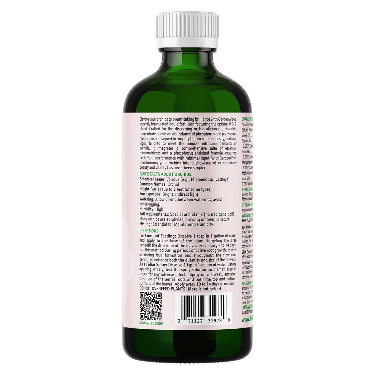 0-3-2 Giant Bloom: Orchid Bloom Enhancer - Orchid Bloom Booster Fertilizer - Orchid Food Concentrate - Chelated Nutrients for Healthy Flower & Reblooms (32 OZ), GW-05030-C-01