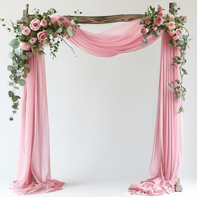 Wokceer Wedding Arch Draping Fabric 28.7" x 20FT Blush Pink Sheer Fabric Backdrop Arch Draping for Wedding Ceremony Birthday Party Bridal Shower Decoration