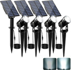 Solar Spot Lights Outdoor, Solar Landscape Spotlights IP65 Waterproof 9.8ft Cable, Auto On/Off Outdoor Wall Lights for Garden Yard Driveway Porch Walkway Pool (1-in-1 6000K Cold White 4 Pack)