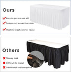 Nasitos White Table Skirt for 8 Foot Rectangle Tables, 2 Pack - 96 x 30 Inch - Stretch Spandex Fitted Table Clothes, Fabric Table Covers Cocktail Tablecloths for Party, Banquet, Birthday