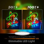 It's Tequila Time Neon Sign Tequila Time Neon Sign for Wall Decor Mexican Tequila USB Dimmable LED Neon Lights for Beer Bar Kitchen Restaurant Home Pub Party Man Cave Club Shops Hotel Store Business Gift