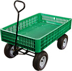 A.M. Leonard Green Utility Wagon with Flat-Free Tires - 30 x 46 x 7.5 Inch Tray