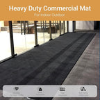 Outdoor Entry Rubber Rug, 6'x2' Commercial Heavy Duty Rubber Large Exterior Door Mat, Industrial Non-Slip Waterproof Welcome Floor Mats for Garage, Kitchen, Patio, Black 72" x 24"