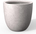 Kante 14 Inch Dia Round Concrete Planter, Indoor Outdoor Large Plant Pot with Drainage Hole and Rubber Plug for Home Patio Garden, Light Gray