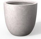 Kante 14 Inch Dia Round Concrete Planter, Indoor Outdoor Large Plant Pot with Drainage Hole and Rubber Plug for Home Patio Garden, Light Gray