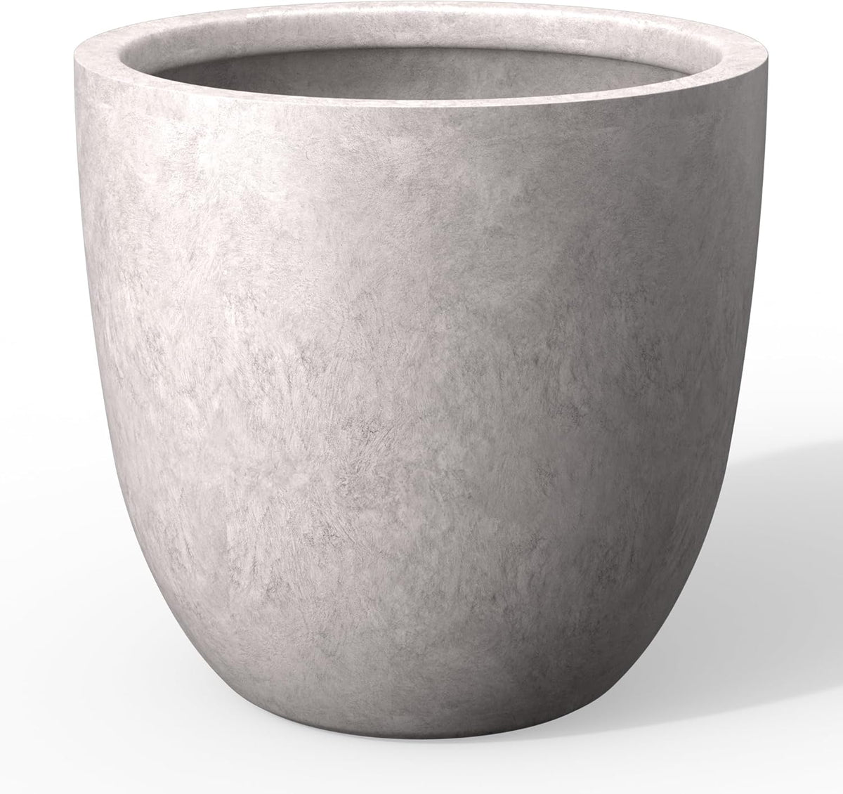 Kante 14 Inch Dia Round Concrete Planter, Indoor Outdoor Large Plant Pot with Drainage Hole and Rubber Plug for Home Patio Garden, Light Gray