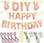167Pcs DIY Glitter Customizable Banner Kit Happy Birthday Custom Letters Banner Happy New Year Personalized Banners Decor Christmas Baby Shower Birthday Party Decorations Supplies(Shiny Rose Gold)
