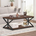 Launica Coffee Table with Storage, Modern Living Room Table, Minimalist Rectangle Center Table, Industrial Vintage Wood Tea Tables, 39 Inch, Walnut