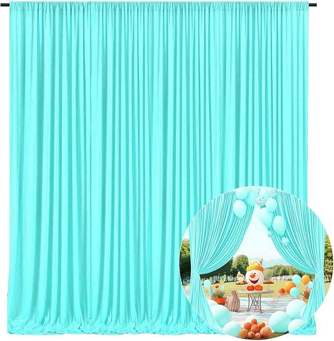 10 x 7 Feet Blue-Green Backdrop Curtain for Partie, Background Curtains for Photoshoot, Birthday, Wedding, Halloween, Thanksgiving, Christmas Day, New Year Party Decorations 5Ft x 7Ft, 2 Panels