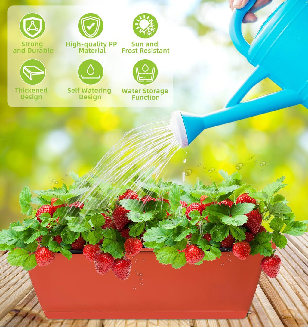 LOCONHA 7 Pack Window Box Planter, Plastic Vegetable Flower Planters Boxes