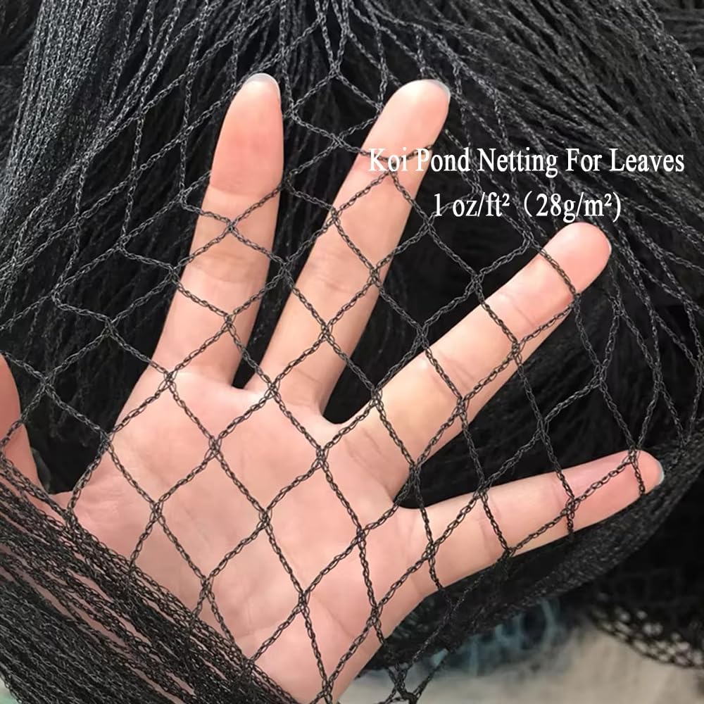Koi Pond Netting for Leaves 15x40 Ft, 1/2 in Strong Woven Fine Mesh Pond Leaf Net Cover, Protecting Koi Fish from Herons, Raccoons, Birds, Cats & Predators, 28 Pcs Stakes Included