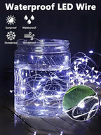 4 Pack Fairy Lights Battery Operated with Remote Control Timer, 26 FT 80 LED String Lights Outdoor Indoor, 8 Mode Twinkle Lights for Christmas Party Wedding Birthday Bedroom Décor (Cool White)