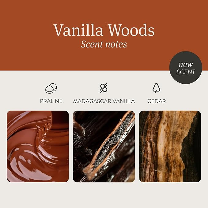 Drift Vanilla Woods Scented Candle - Clean Oil Premium Home Decor Fragrance - 60 Day Burn Time - 10.5 oz