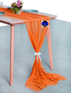 MDS Halloween Chiffon Table Runner - 15 Pack, 29 x 170 Inches, 14ft Each - Sheer Spooky Table Runners for Haunted House Parties, Trick-or-Treat Tables, Witchy Décor, Wedding & Events - Orange