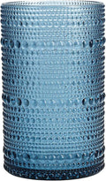 Fortessa Orbetto Outdoor Hobnail Plastic Drinkware Collection, Iced Beverage Cocktail Glass 4 Pack, 13 Ounce, Cornflower Blue