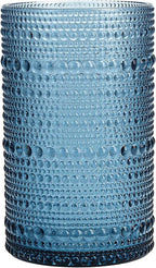 Fortessa Orbetto Outdoor Hobnail Plastic Drinkware Collection, Iced Beverage Cocktail Glass 4 Pack, 13 Ounce, Cornflower Blue