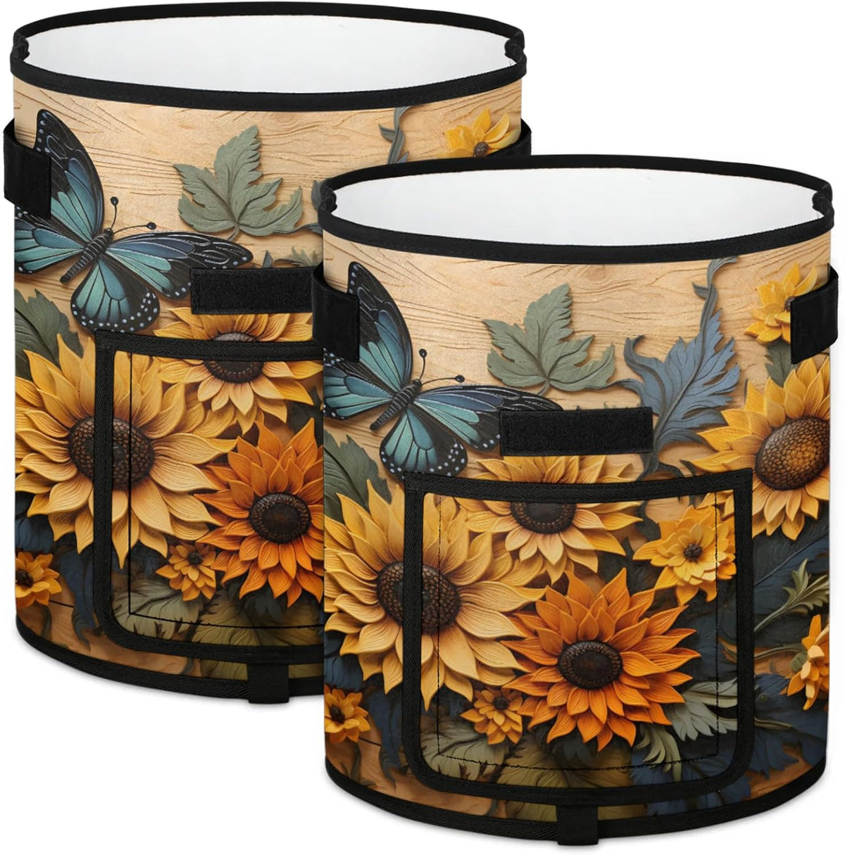 Sunflower Flowers Grow Bags 7 Gallon Thickened Nonwoven Plant Pot Vegetables Potato Fruit Plant Grow Bag with Handle Garden Plant Bag Outdoor 2 Pack