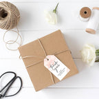 Andaz Press 100-Pack Thank You for Celebrating with Us Favor Tags Coral Brushed Watercolor Cardstock Gift Tags with Bakers Twine for Wedding Baby Shower Bridal Shower Party Favors 2 x 3.75-Inches