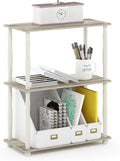 Furinno Turn-N-Tube 3-Tier Compact Multipurpose Shelf Display Rack with Classic Tube, Sonoma Oak/White