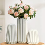 Ceramic Vases Set of 3-White Vase for Modern Home Decor, Flower Vases for Aesthetic Room Decor,Boho Decor Wedding Dinner Table Party Office Centerpiece Table Decorations (White 3 Set)