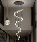 24 Light Modern Glam Crystal Chandelier for High Ceiling LED Dimmable Ceiling Pendant Light Staircase Foyer Enterway Living Room Chandelier Lighting Antique Black