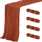 Aktor 4 Pack Terracotta Table Runner Boho Cheesecloth Table Runner Semi Sheer Gauze Fabric Runners for Wedding Birthday Baby Shower Party Boho Table Decoration（Terracotta）