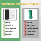 Bird Netting 25x25 Ft, 1/2In Mesh Heavy Duty Garden Netting Pest Barrier for Plants, Fruit Trees, Vegetables, Extra Strong Woven Mesh Netting, Animal Fencing Against Birds, Deer, Poultry