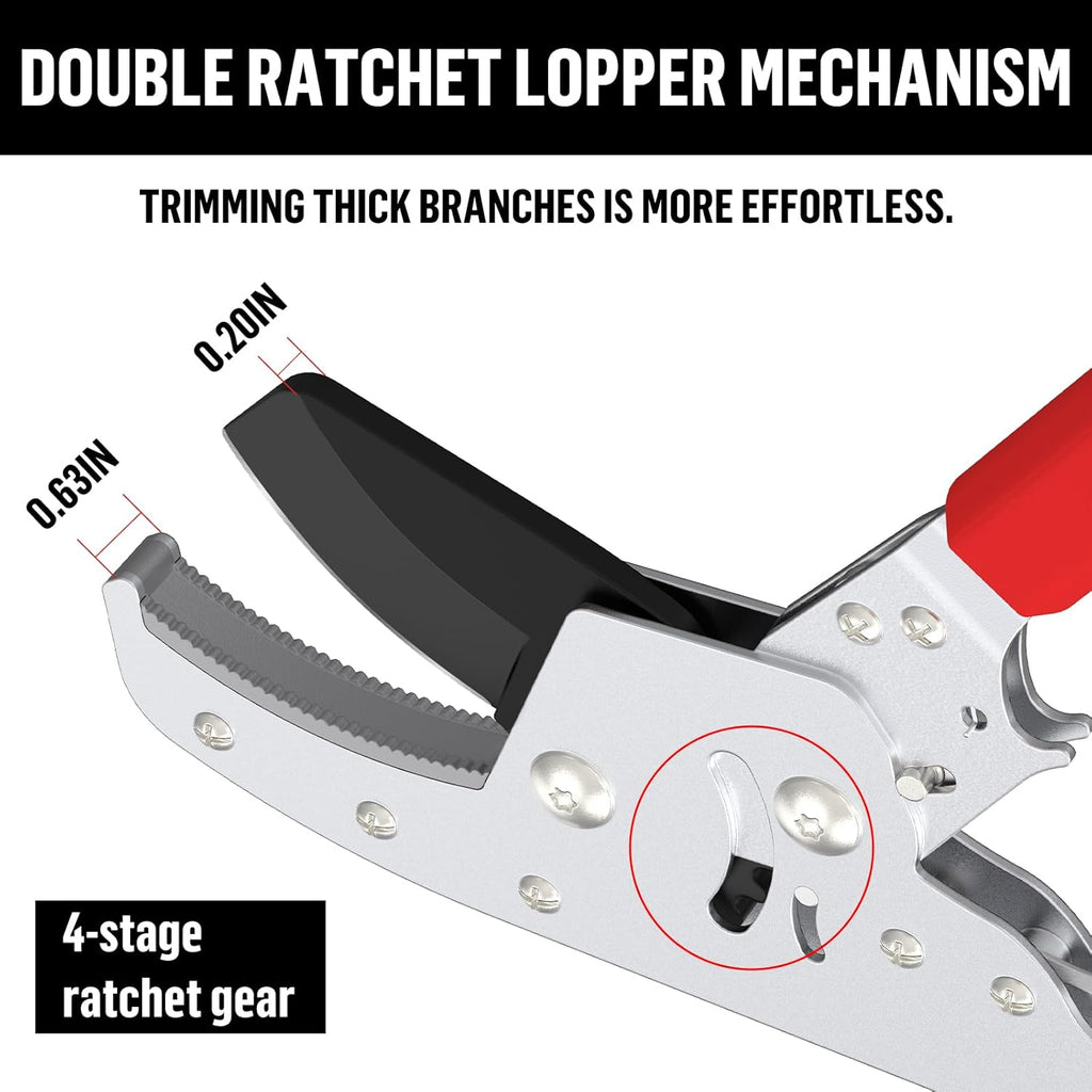 GARTOL Heavy-Duty Extendable Loppers, 28"-41" Telescopic Tree Trimmer, Double Ratcheting Branch Cutter, Anvil Lopper for Thick Branches, Cuts 2" Dry Wood