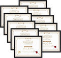 WIFTREY 8.5x11 Certificate Picture Frames Sets of 10, Multi 8.5 by 11 Document Diploma Photo Frame Bulk, Wall Hanging or Tabletop Display, Black
