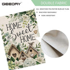 GEEORY Home Sweet Home Garden Flag 12x18 Inch, Hydrangea Eucalyptus Double Sided Spring Summer Decor, Farmhouse Rustic Outdoor Floral Flag Outside Yard Lawn Decoration